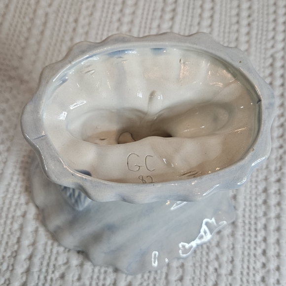 Soap Dish Koi Fish Blue White Vintage 1980's Signed - Picture 14 of 14